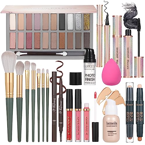 Makeup Kits Makeup Set for Teens Women Full Kit Makeup Kit for Women 20 Color Eyeshadow Palette Foundation Face Primer Lipgloss Mascara Eyeliner Makeup Brushes Gift Make up Kit