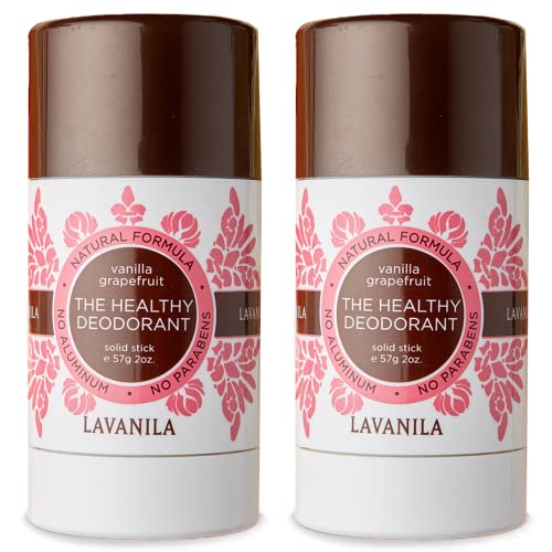 Lavanila Natural Aluminum Free Deodorant 2-Pack, Vanilla Grapefruit - The Healthy Deodorant for Men and Women, Solid Stick (2 Ounce Each), Vegan