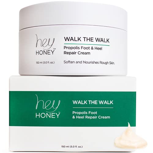 Hey Honey Walk The Walk Bee Propolis Best Foot & Heel Cream | For Externally Dry Feet Cracked Heels | Callus Remover for Feet | Lasting Effect Up To 72 Hours | Infused With Honey and Urea | 5 Oz