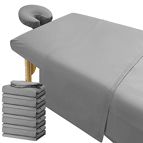 Preboun 6 Sets Microfiber Massage Table Sheet Set 3 Piece Spa Bed Sheets Set Grey Massage Table Cover Includes Flat Sheet, Fitted Sheet and Face Rest Cover