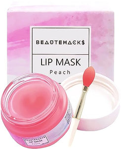 YUGLO Moisture & Collagen Booster Lip Sleeping Mask - Treatment to Restore, Hydrate & Plump Dry Chapped Lips - Peach