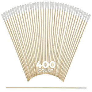 400 pcs Long Cotton Swabs Tip Applicators with Wood Handle 6” Inch| 100% Biodegradable Cotton Buds |Cleaning with Wood Handle for Oil, Makeup, Eyes, Ears, Eyeshadow Brush and Remover Tool. By alpree