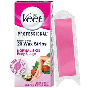 Veet Full Body Waxing Kit for Normal Skin, 20 strips