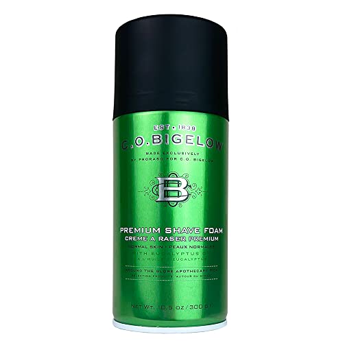 C.O. Bigelow Premium Shave Foam for Men with Eucalyptus Oil and Menthol, 10.5 oz