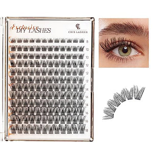Lash Clusters DIY Individual Lashes Cluster Lashes Eyelash Extensions 144 PCS Crislashes D Curl Natural Reusable False Eyelash Clusters Extensions Wispy for Home Use-Style 'Exclusive'