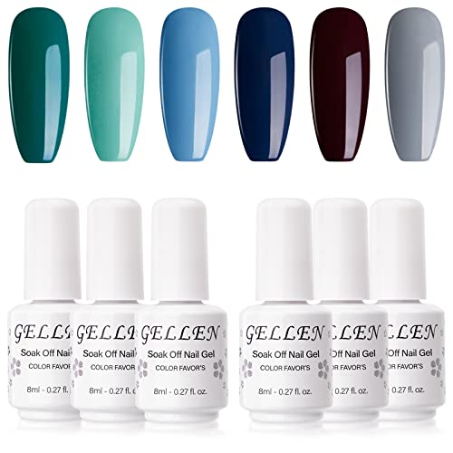 Gellen UV LED Gel Nail Polish Set, Trend Holographic Glitters Gel 6 Colors Home Manicure Kit