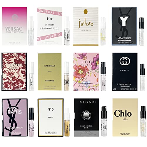 BVAMOS 12 Piece Designer Fragrance Samples, Fragrance Sampler Gift Set Spray Perfume Travel Size
