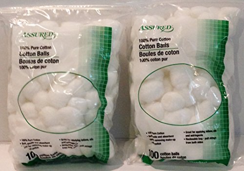 Assured 100% Pure Cotton Balls 100-Count Each (2 Pack)
