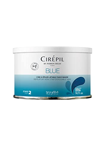Cirepil - Blue - 400g / 14.11 oz Wax Tin - All-Purpose & Unscented - Perfect for Sensitive Skin - Disposable Blue Wax Refill Bag - Fluid Gel Texture, Easy Removal, Peel-Off Wax - No Strip Needed