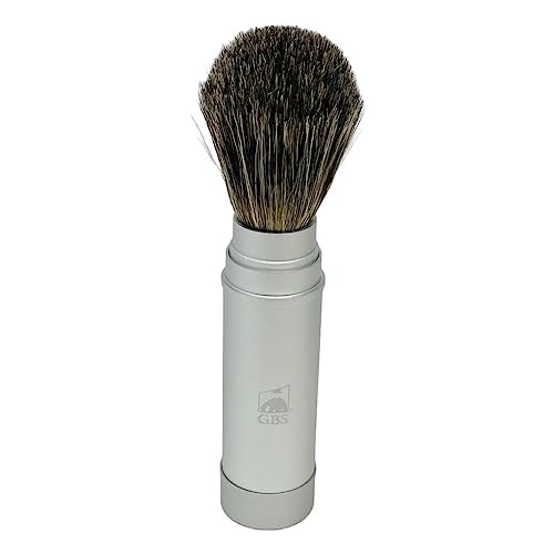 G.B.S 5.5in Metal Canister Badger Hair Shave Brush, Silver