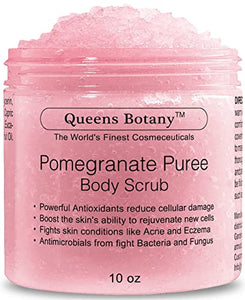 Body Scrub – Moisturizing and Softening with Nourishing Body Oils -Exfoliating Salt Scrub For Body - Win Against Aging, Acne, Eczema, Psoriasis & Dead Skin Scars- 10 oz (Pomegranate)