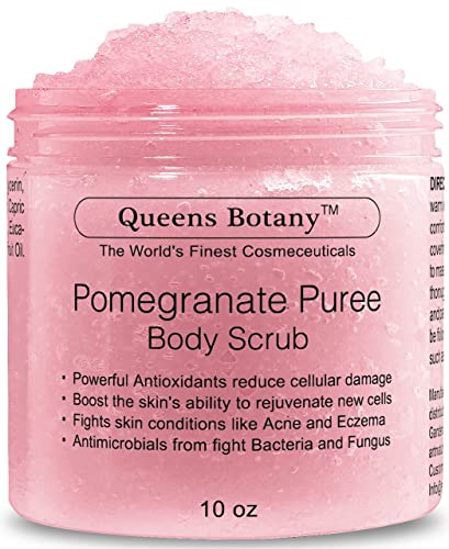 Body Scrub – Moisturizing and Softening with Nourishing Body Oils -Exfoliating Salt Scrub For Body - Win Against Aging, Acne, Eczema, Psoriasis & Dead Skin Scars- 10 oz (Pomegranate)