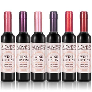 6 Colors Wine Lip Tint, Natural Liquid Lipstick Long Lasting Mini Make Up Lip Gloss Matte Lip Sticks Wine Bottle