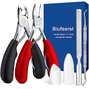 Biufesrst Toenail Clippers, Nail Clipper for Seniors Thick Toenails, Ingrown Heavy Duty Nail Clippers, Extra Large Professional Adult Toe Nail Clipper Sets with Long Handle