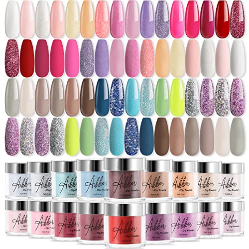 32 Colors Dip Powder Nail Kit Starter Air Drying Dipping Powder Color Set for Home Salon Nail Art Designs AK26