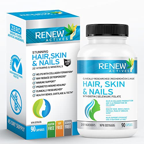 Hair Skin Lash & Nails Supplement! Promotes Longer Hair growth, Radiant Skin & Stronger Thicker Nails! 22 Potent Vitamins Assists Anti-Aging Skin. Stunning Results in 30 days - Guaranteed!