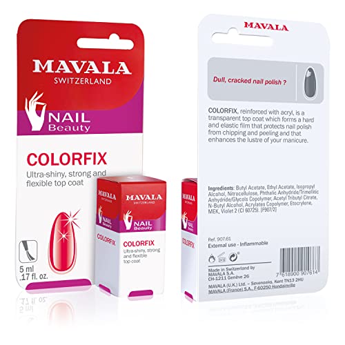 MAVALA Colorfix | Strong Flexible Top Coat for Nails | Make Manicures Last Longer | Drys Hard | Combat Chipping and Flaking | Brilliant Sheen | 0.17 Ounce