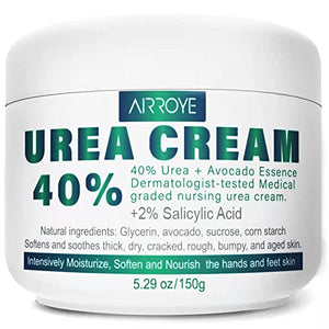 Urea 40% Foot Cream with 2% Plus Salicylic Acid for Heels - best Callus Remover For Feet & Hands, Natural Moisturizes Nourishes Softens Dry, Rough, Cracked, Dead Skin