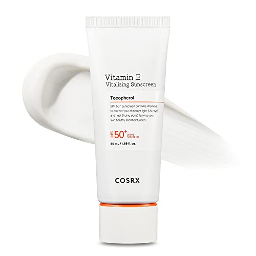 COSRX Daily SPF 50 Vitamin E Vitalizing Sunscreen, OTC Broad Spectrum UVA & UVB Protection, Lightweight & No White Cast, Invisible Semi Matte Finish, Sebum Balancing, Reef Friendly, Korean Skincare