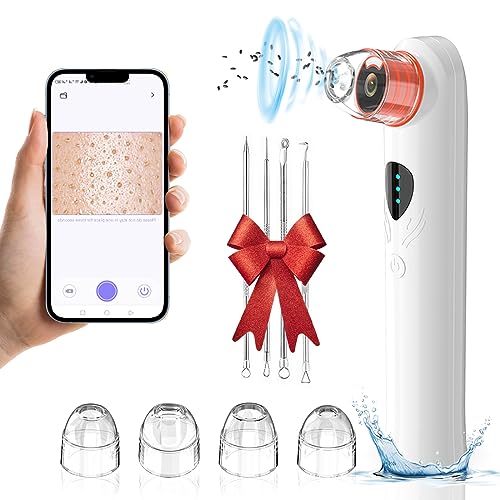 Blackhead Remover Pore Vacuum,Black Head Extractions Tool with Camera,Men and Women Pore Cleaner, 4 Suction Heads & 3 Adjustment Modes Men and Women Pore Cleaner