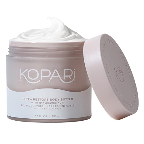Kopari Ultra Restore Body Butter with Hyaluronic Acid, Vitamin B5 and Coconut Oil for Long-Lasting Hydration | Silky Smooth Moisturizing Body Lotion for Dry Skin | Vegan and Cruelty-Free | 7.7 oz