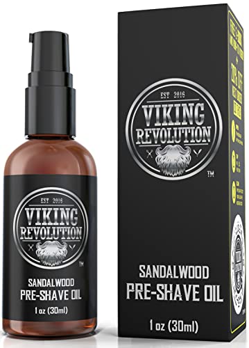 Viking Revolution Pre Shave Oil for Men - Best Shaving Oil with Sandalwood for Safety Razor, Straight Razor - for The Smoothest, Irritation Free Shave