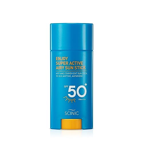 SCINIC Enjoy Super Active Airy Sun Stick SPF50+ PA++++ 0.53oz (15g) | Strong UV Protection Anytime, Anywhere Air-light, Clear | Korean Skincare