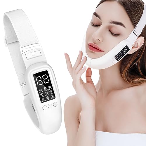 Double Chin Machine V Face Beauty Device?Electric Face Lift Double Chin Device for Woman?8 Modes and 15 Intensity Levels Intelligent Lifting Firming Facial Massager for Women