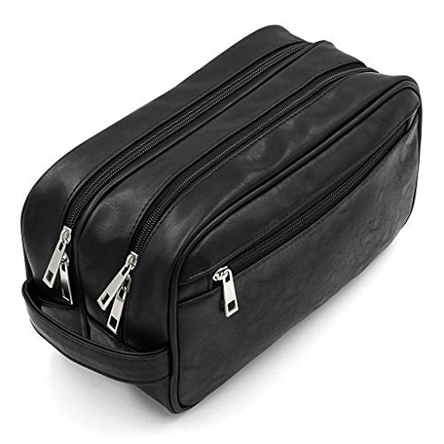 Sumnacon Toiletry Bags, Unisex PU Leather Waterproof Travel Toiletry Bag Organizer Perfect for Shaving Grooming Dopp Kit & Household Business Vacation, Cosmetic Bag with Portable Handle