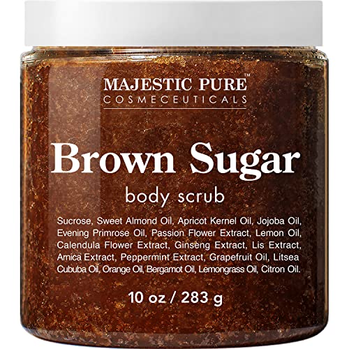 Brown Sugar Body Scrub for Cellulite and Exfoliation - Natural Body Scrub - Reduces The Appearances of Cellulite, Stretch Marks, Acne, and Varicose Veins, 10 Ounces