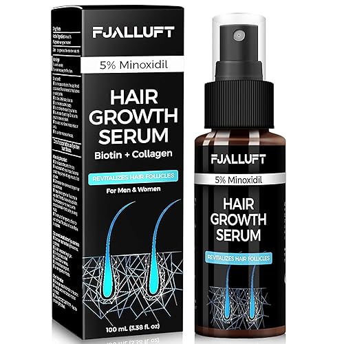 Hair Growth Serum - Minoxidil 5% & Biotin for Hair Growth - Hair Regrowth Treatment for Women & Men, Stop Thinning - Stimulate Hair Follicles - Stronger Thicker Longer Hair, Hair Loss Products - 100ml