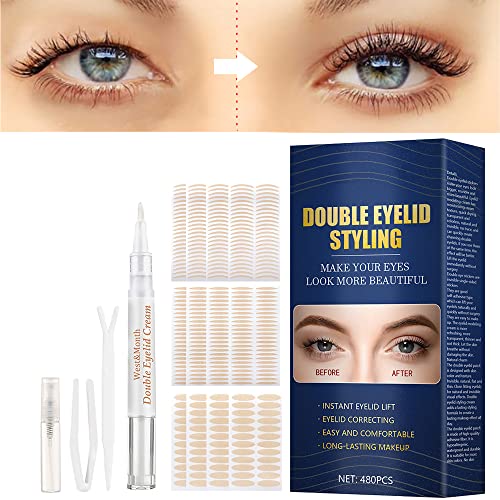 Eyelid Tape, 480PCS Eyelid Lifter Strips, Double Eyelid Tape for Hooded Eyes Invisible, Instant Eyelid Lifter for Heavy Saggy, Uneven, Mono-eyelids