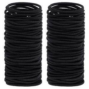 Anezus 200 Pcs Black Elastics Hair Ties Small Bulk Hair Ties Hair Bands (4mm)