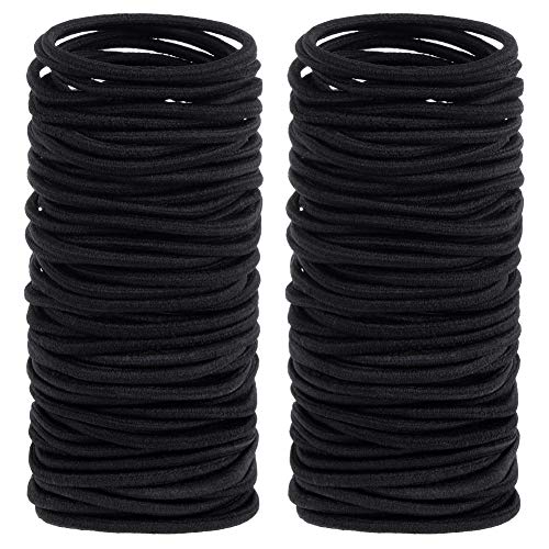 Anezus 200 Pcs Black Elastics Hair Ties Small Bulk Hair Ties Hair Bands (4mm)