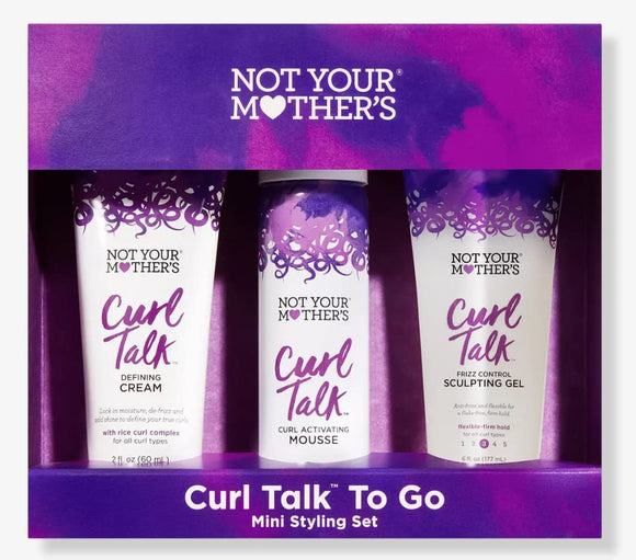 Not Your Mothers Curl Talk To Go Mini Styling SET. Curl Talk Defining Cream And Curl Activating Mousse.