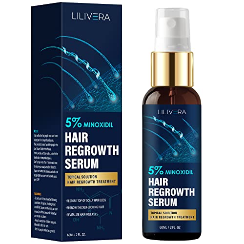 Lilivera Minoxidil for Men and Women - 5% Minoxidil Spray for Hair Regrowth - Hair Growth Serum 60ML - Hair Loss treatment - 1 Month Supply