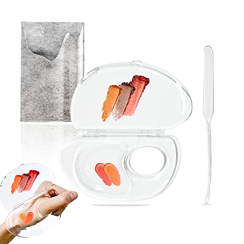 Penugo 180 Degree Folding Acrylic Makeup Mixing Palette, Plastic Foundation Makeup Facial Palette with Felt Bag, Transparent Spatula Tool for Eyeshadow Liquid Foundation Cosmetic Pigment Mixing