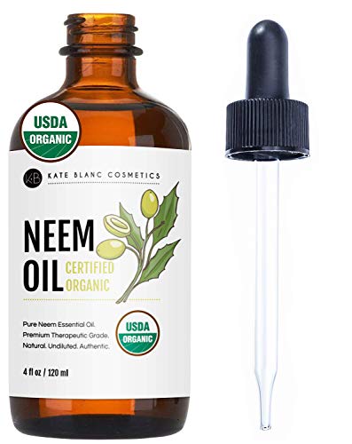Neem Oil for Skin (4oz) - Kate Blanc Cosmetics. Natural & USDA Organic Neem Oil Concentrate. 100% Pure Neem Oil for Hair Growth & Organic Neem Oil Mixed with Water for Plant Spray