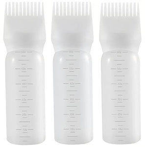 sepasnrk Root Comb Applicator Bottle 6 Ounce,3 Pack Applicator Bottle for Hair Dye with Graduated Scale(White)