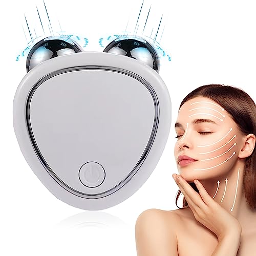 Microcurrent Face Device Roller, 2023 New Lift The Face and Tighten The Skin, USB Microcurrent Face Lift Skin Tightening Rejuvenation Spa for Facial Wrinkle Remover Toning Devic-(White) -Q06