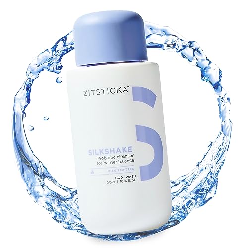 ZitSticka Body Wash - SILKSHAKE Probiotic-Rich Body Cleanser w/ Tea Tree & Omega 3, 6 & 9 for Back Acne & Breakout Prone Skin, Sensitive Skin, Oily Skin, Dermatologist Tested