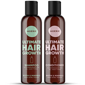 Moerie Volumizing Shampoo and Conditioner for Hair Loss - Hair Thickening Products with Ingredients of Natural Origin - Over 100 Active Ingredients for Thick, Long, Luscious Hair, 2 X 8.45 Fl Oz