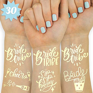 xo, Fetti 30 Bride Tribe Metallic Tattoos | Bachelorette Party Decorations, Bridesmaid Favor + Bride To Be