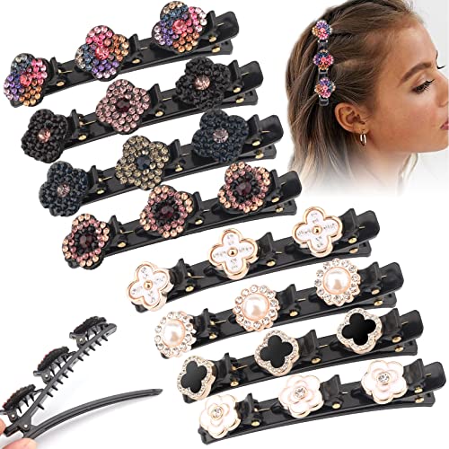 8PCS braided hair clips for women,rsvelte sparkling crystal stone braided hair clips with rhinestones for women and girls