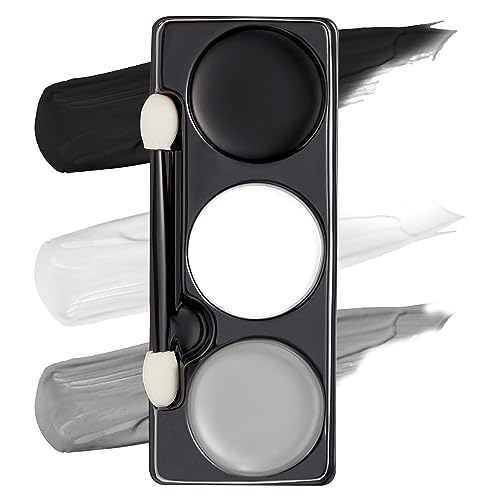 Spooktacular Creations Halloween Makeup Palette Black White Gray Cosplay SFX Makeup Face Body Paint with Double-headed Brush for Adult and Kids