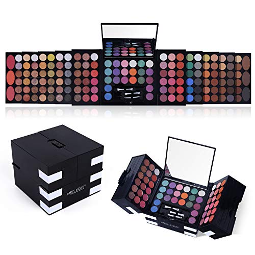 All In One Makeup Kit 142 Ultimate Colors Matte Shimmer Eyeshadow Palette Colorful Gifts For Women 3 blush 3 Sponge Brushs 3 Eyebrow Powder Professional Cosmetics Fashion Women Makeup Case Full Primer Set Present