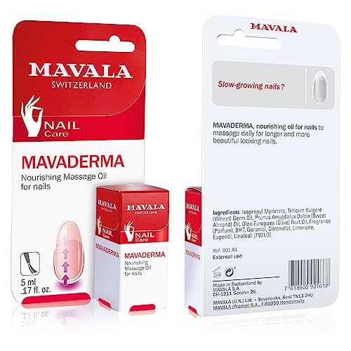 Mavala Mavaderma Nourishing Massage Oil for Nails, Nail Care, Nail Hardener, Cuticle Oil Nail Growth, Moisturizing & Healing Treatment for Cracked Nails & Rigid Cuticles (0.17 Ounce)