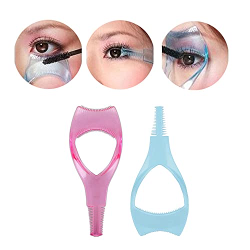 Eyelash Brush Tool?2pcs 3 in 1 Makeup Cosmetic Eyelash Tool Upper Lower Eye Lash Mascara Guard Applicator ?For Women Girls (Pink+blue)