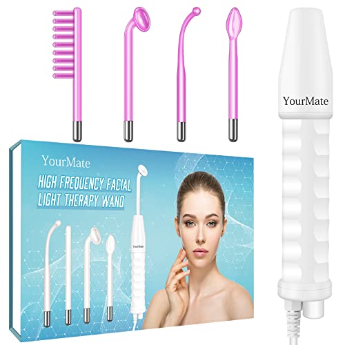 YourMate PhotoTherapy Device High Frequency Facial Wand Machine with Argon Tubes for Face Chin Neck Hair, Skin Tightening Wrinkle Reducing, Hair Care