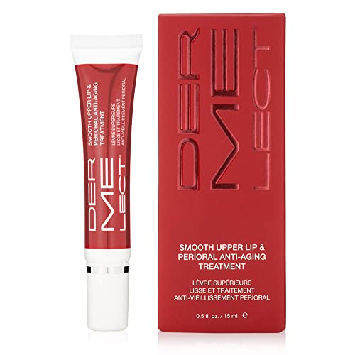 Dermelect Smooth Upper Lip Anti Aging Cream - with Hyaluronic Acid, Collagen, Retinol, Brightening & Smoothing Cream for Lip Lines, Smile Lines, Discoloration, Lipstick Bleeding and Feathering, 0.5 oz